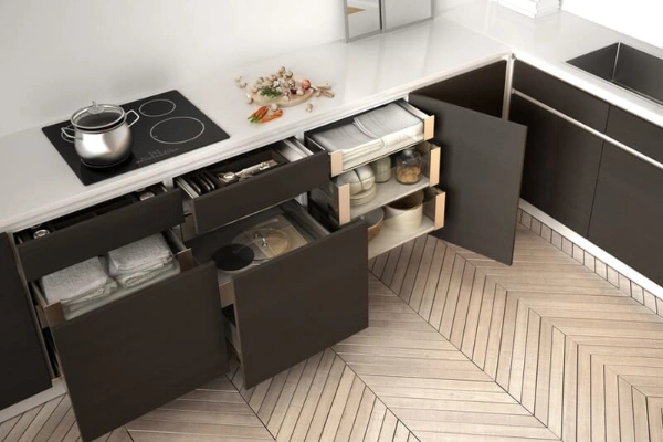 Skirting drawers to utilise dead space beneath